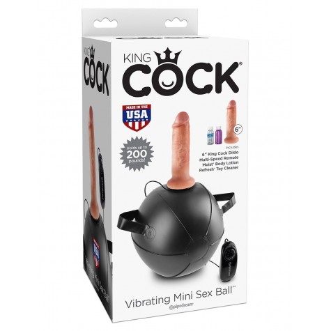 Мини-мяч с фаллической насадкой телесного цвета и вибрацией Vibrating Mini Sex Ball with 6" Dildo - 15,2 см.
